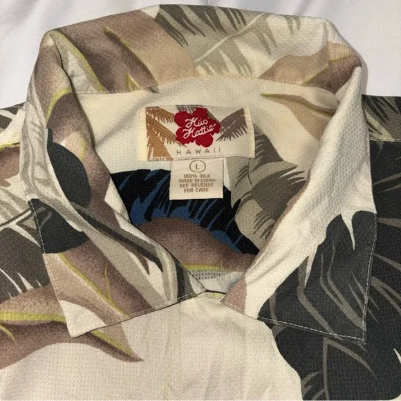 Hilo Hattie Hawaiian Shirt Large Silk Button Front Hawaii - Picture 2 of 5